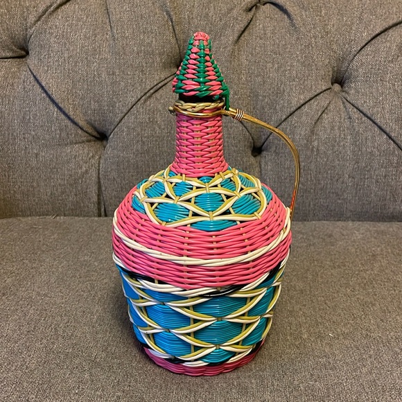 MCM Vintage Scoubidou Viresa Woven Decorative Wine Bottle - Picture 1 of 8